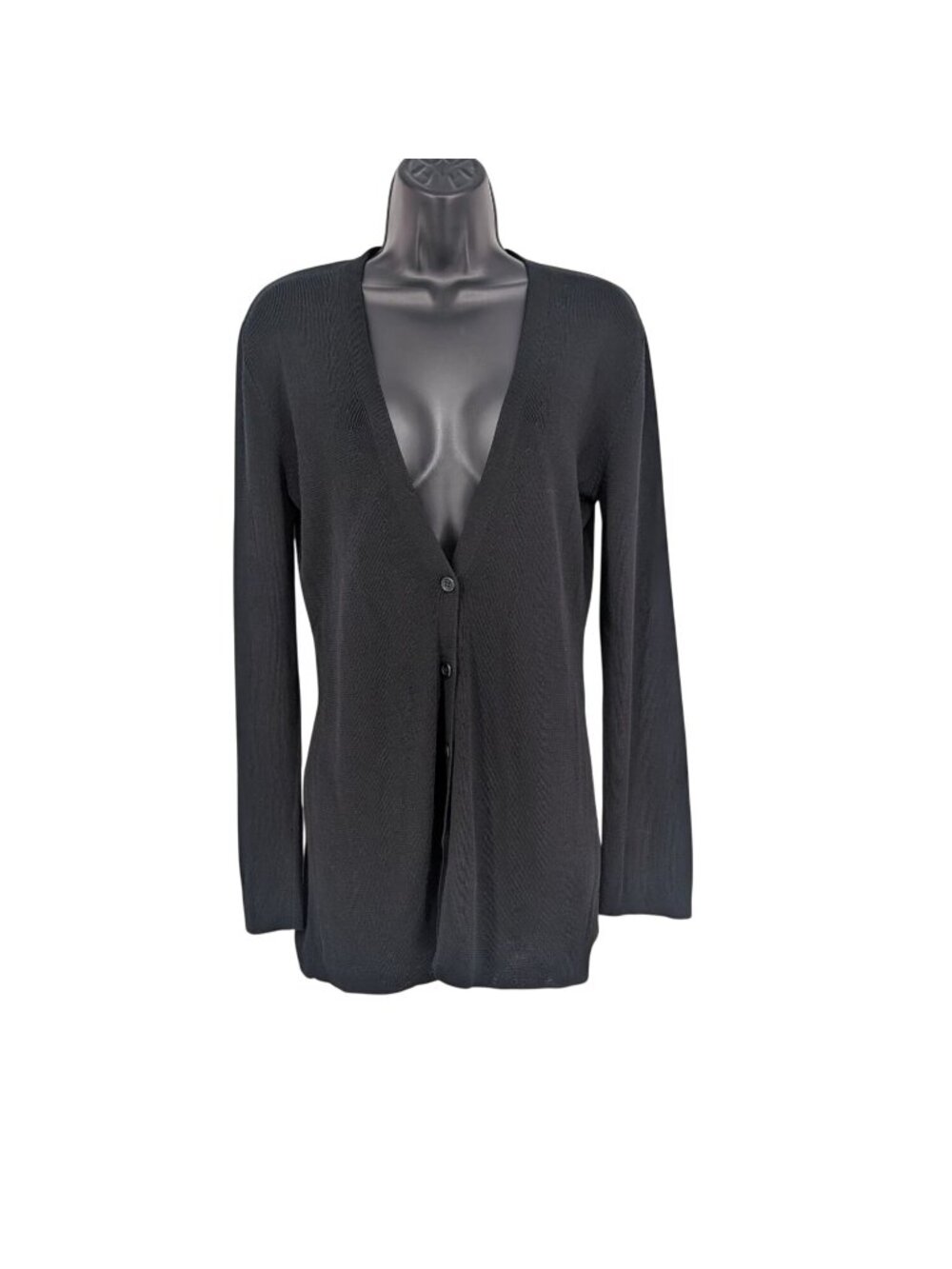 Vtg IS**C Isaac Mizrahi Black Button Front Cardigan Minimalist Office 90s Small
